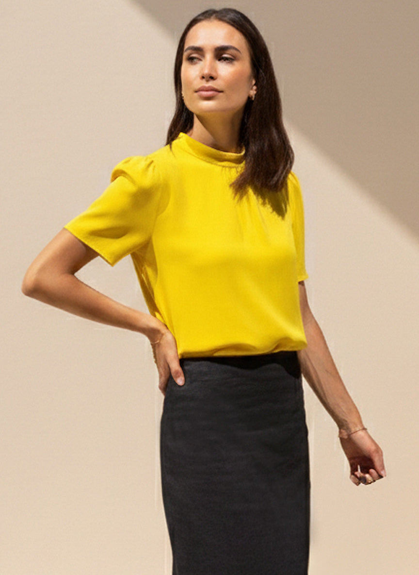 Bluse mit Stehkragen Gelb von COCO LORES