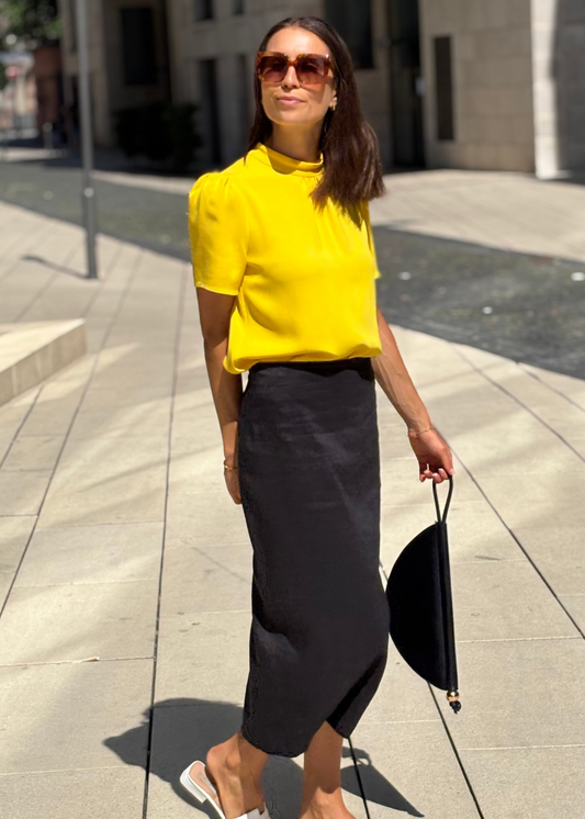 Bluse mit Stehkragen Gelb von COCO LORES