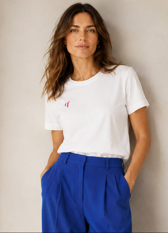 qf T-Shrit Weiss mit Pink