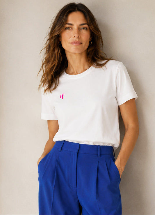 qf T-Shrit Weiss mit Pink